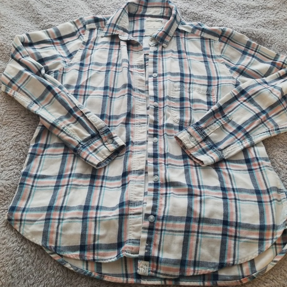 Pink and blue AE flannel